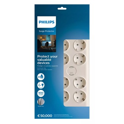 Philips SPN7080WA/39 Πολύπριζο Ασφαλείας 8 Θέσεων White